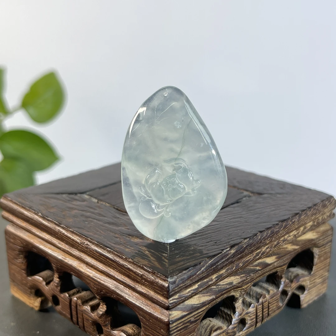 JYA05-175  天然缅甸A货翡翠  一品青莲