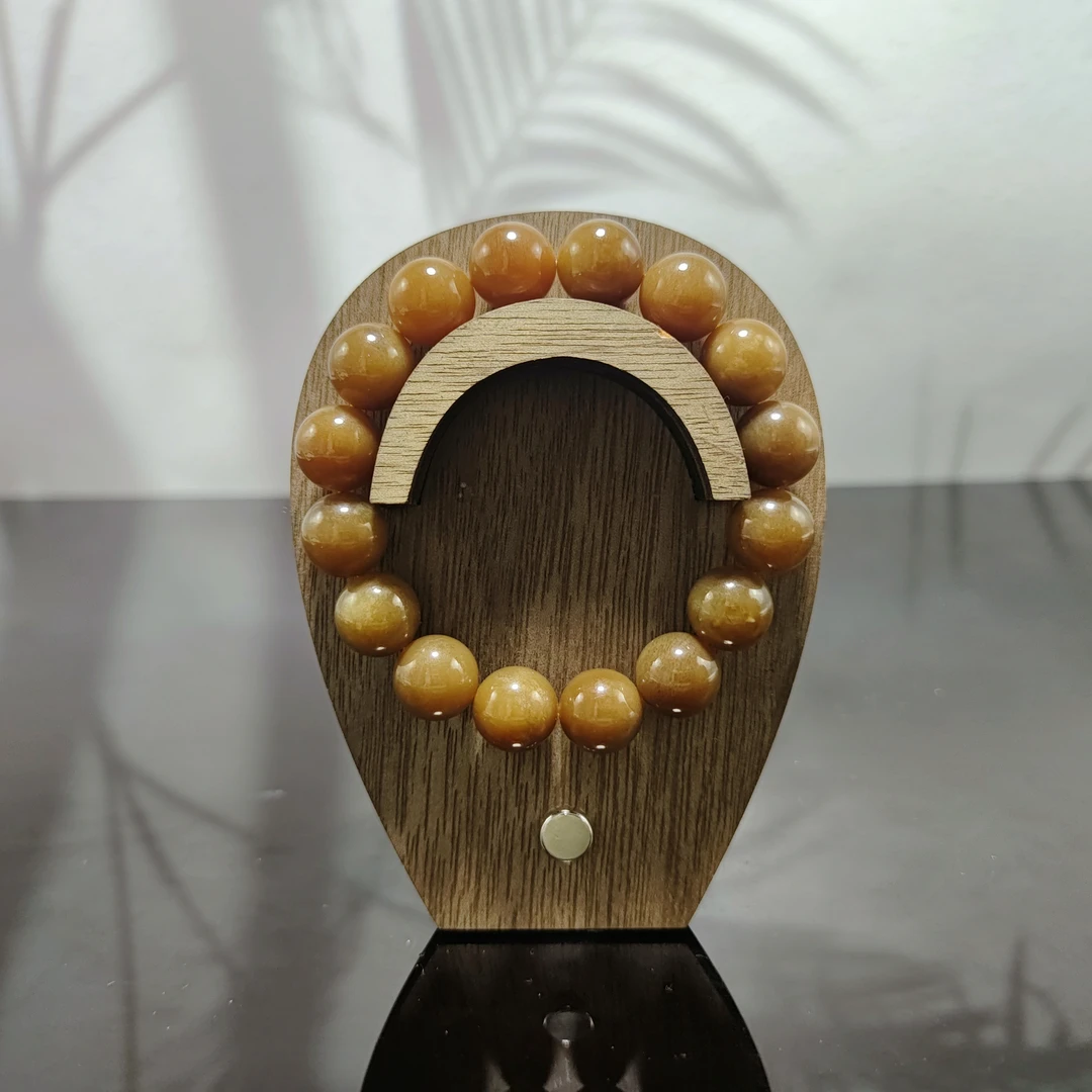 N和田玉且末糖圆珠手串（卡12）3896