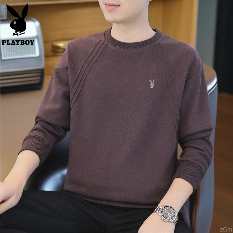 花花公子长袖圆领爆款新款2025卫衣男士上衣打底衫男秋季休闲时尚