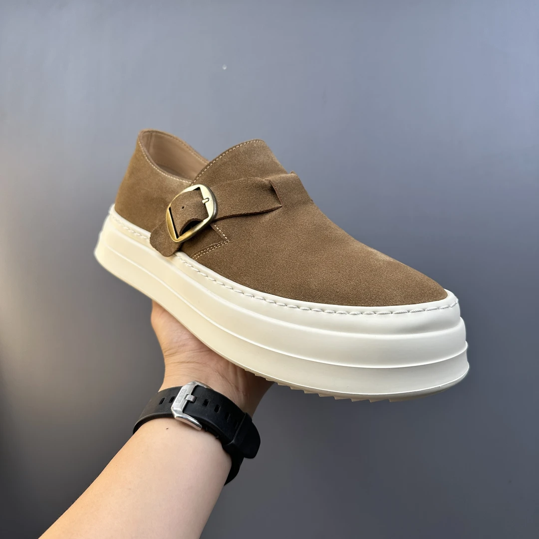 真皮乐福鞋男2025春夏季新款复古套脚休闲男鞋厚底百搭男潮勃肯鞋