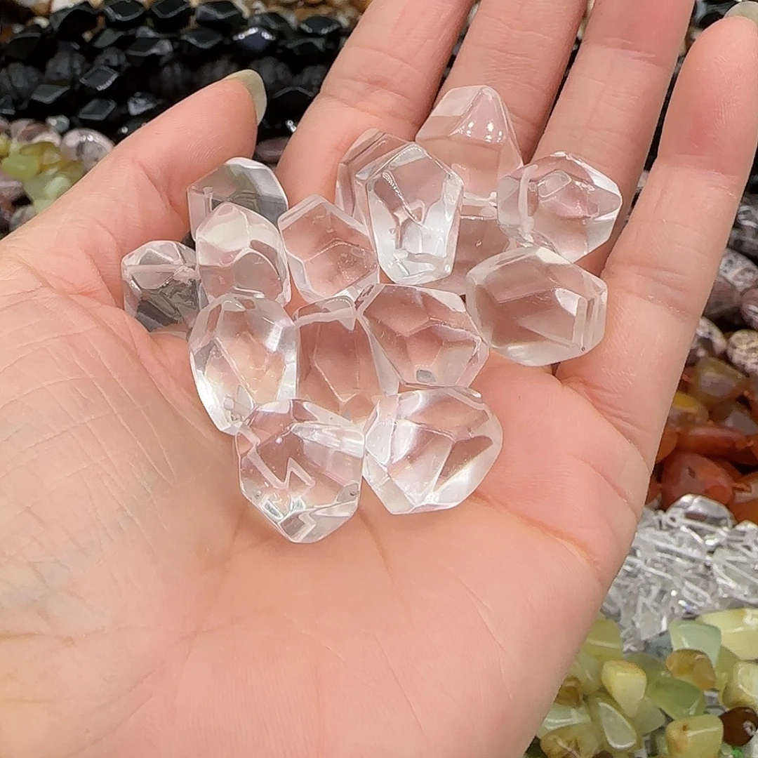 合金玛瑙/玉髓珠宝半成品白水晶手工珠12-15mm10颗