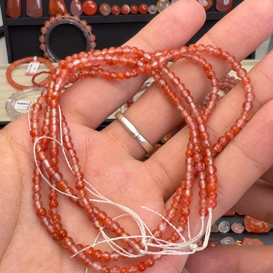 南红玛瑙未镶嵌颈饰冰飘多圈3mm+