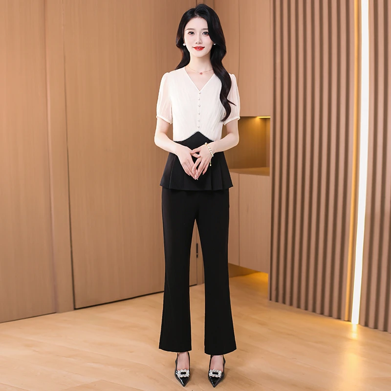 小个子洋气套装女气质时尚高端精致收腰显瘦套裤两件套19710