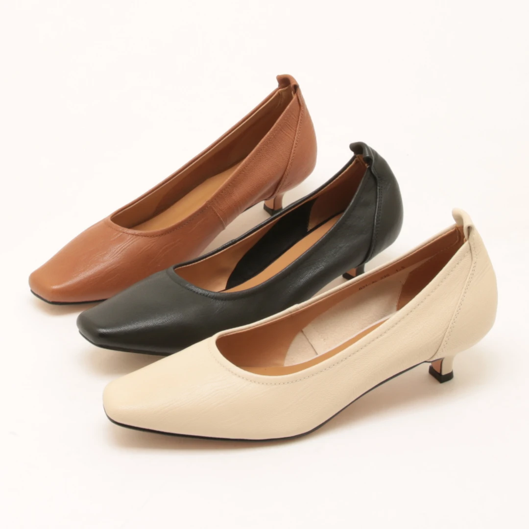 6168春季新款气质方头简约奶奶鞋女浅口一脚蹬低跟单鞋鞋