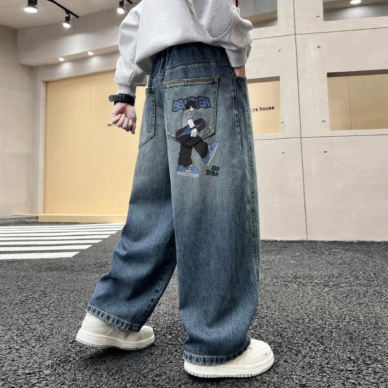 男童牛仔裤春秋款2025新款儿童装直筒宽松洋气韩版痞帅风秋季裤子