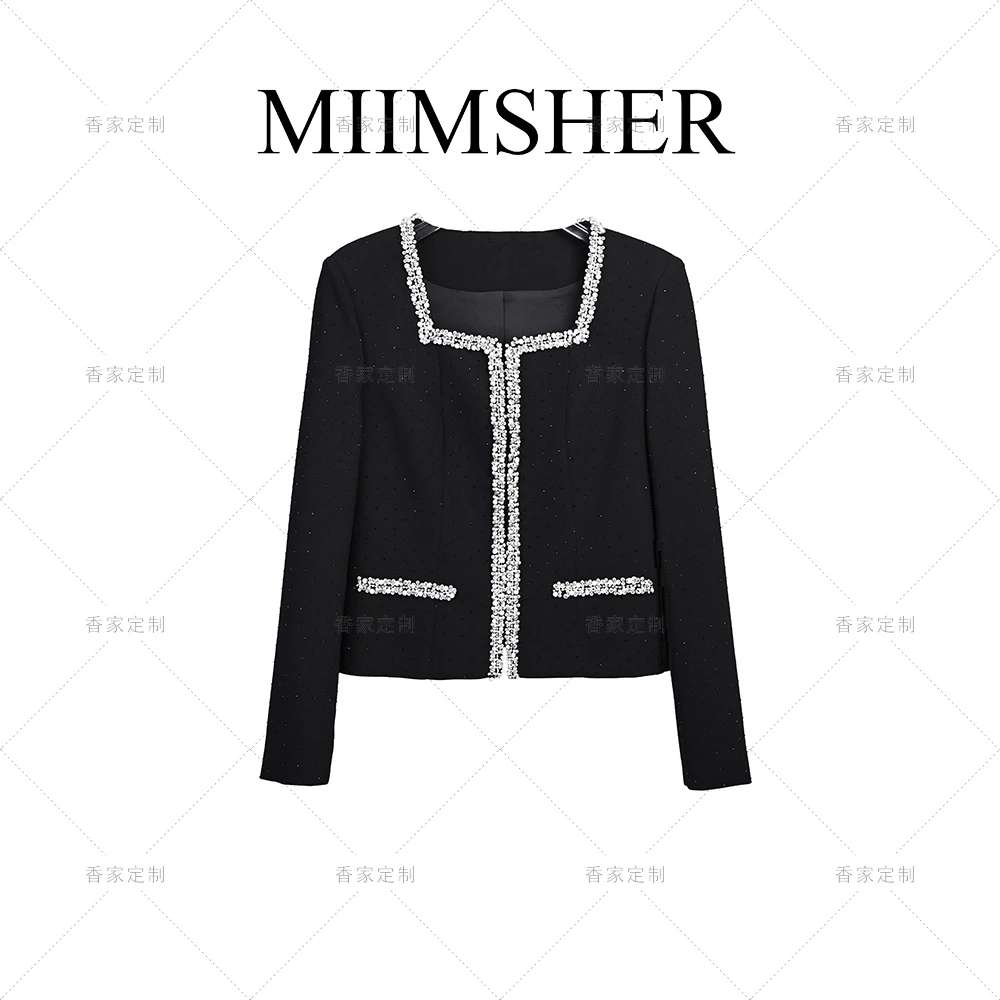 沧海遗珠手工钉珠方领早秋小香风时尚气质上衣女外套MS241828