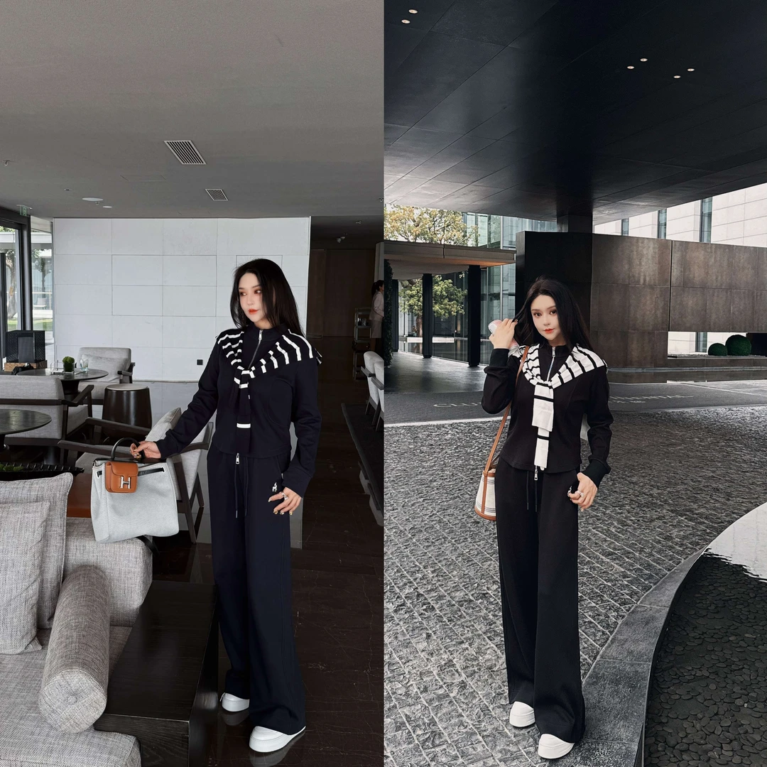 姗蔓深圳原版/302小辣椒~慵懒风条纹披肩显瘦阔腿裤三件套 套装