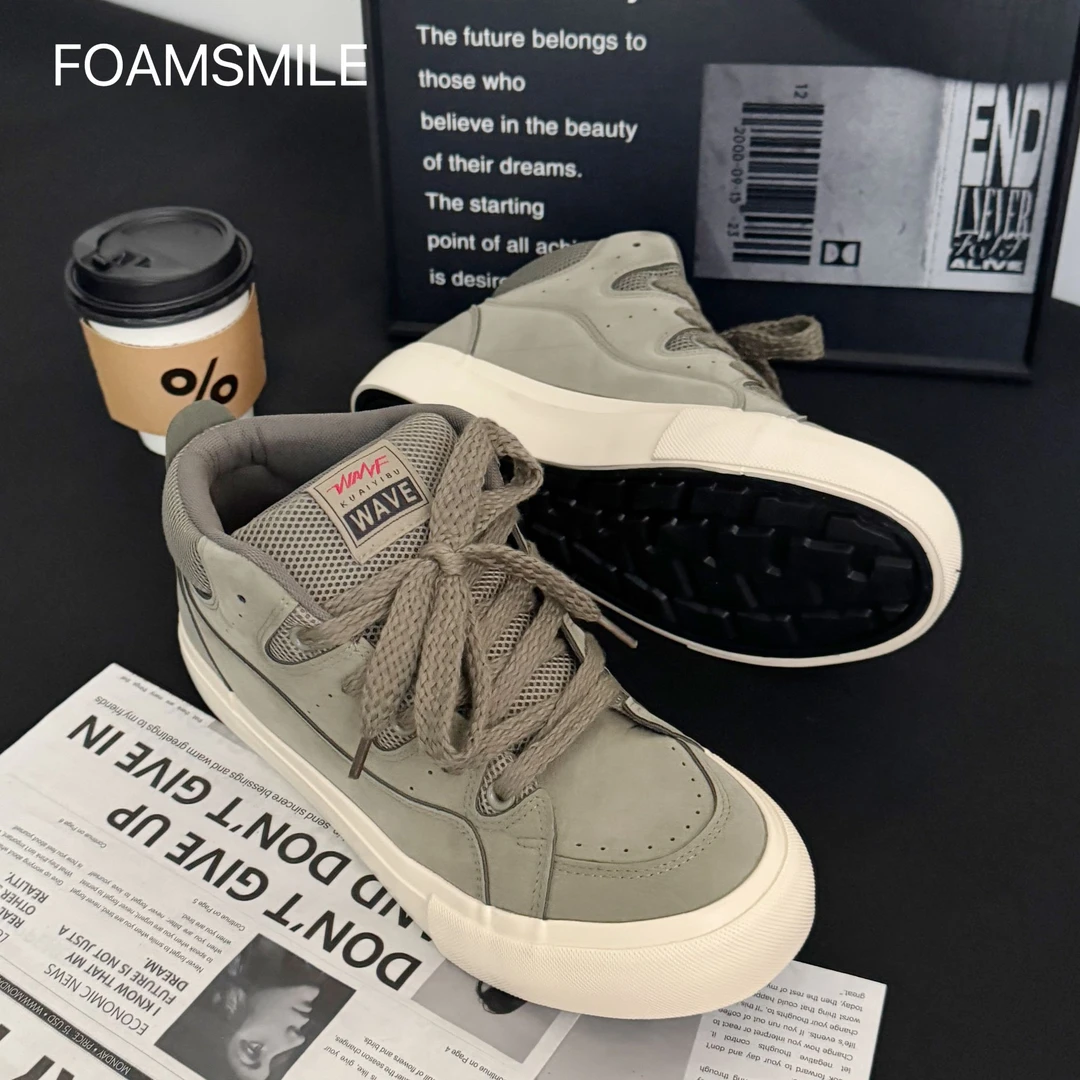 Foamsmile| 高帮男士痞帅潮搭厚底秋季新品板鞋休闲出街男鞋
