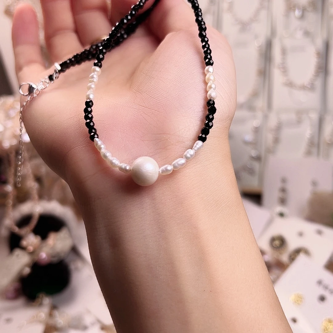 淡水珍珠银S925镶嵌颈饰