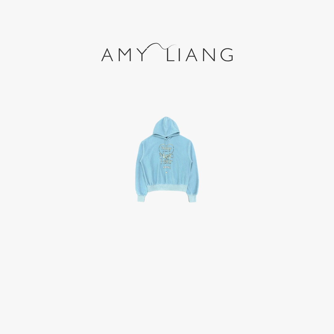 AMYLIANG｜【】暖冬必备双面颗粒绒感刺绣软糯舒适保暖连帽卫衣0495