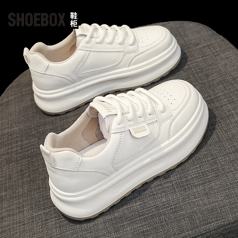 SHOEBOX鞋柜小白鞋女2025夏季新款百搭厚底运动板鞋防滑运动鞋