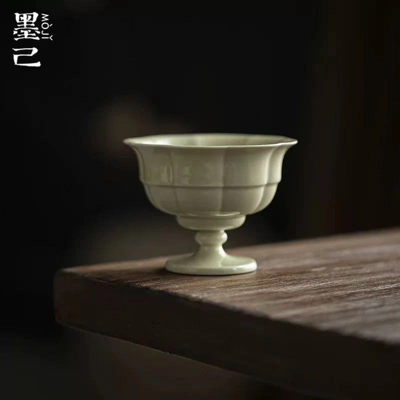 纳兰-芦苇青花朵高足茶杯(NL017120A)