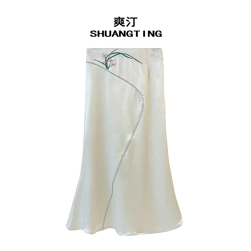 Jokara/丘可儿【‌醉寻仙】新中式提花时尚高腰A字中长款半身裙春季