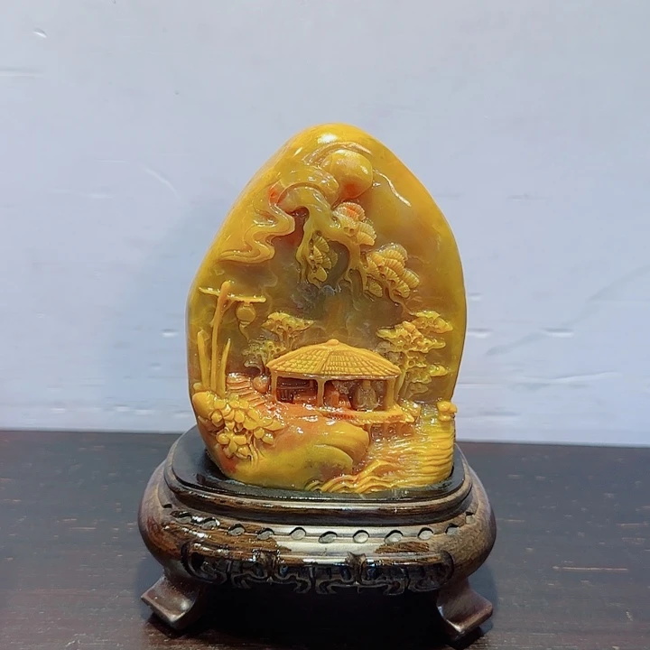 晨***风石材昌化田黄摆件精品