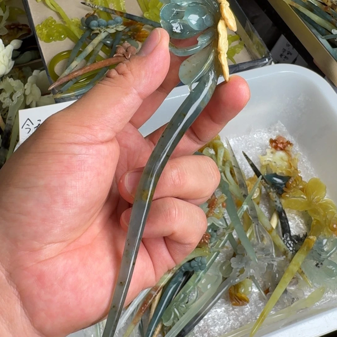 岫玉未镶嵌发饰明君玉簪就是好看
