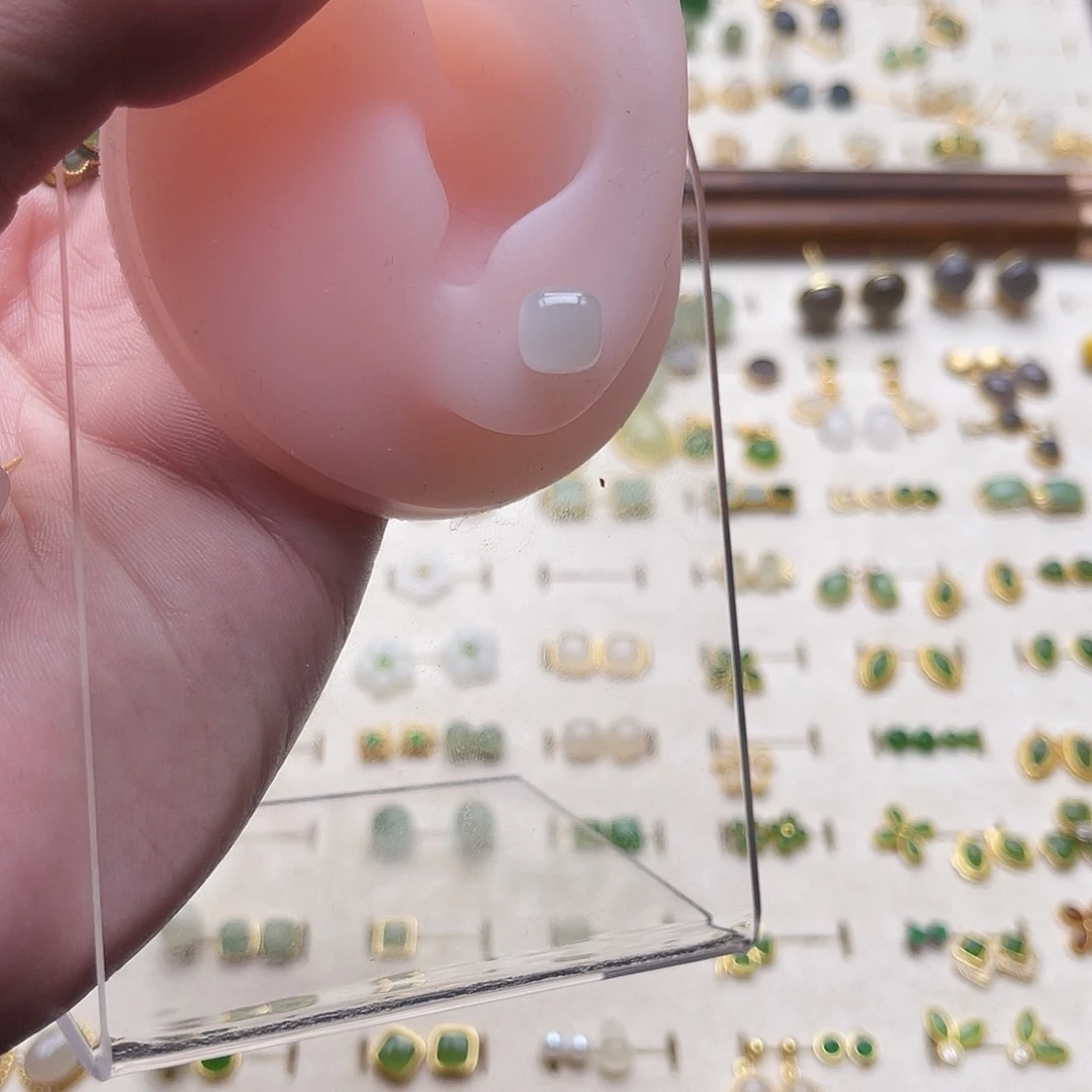 银S925镶嵌和田玉耳饰