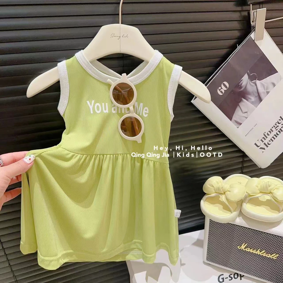 2025女童连衣裙夏季女宝冰丝裙子韩版背心裙韩版洋气休闲童装