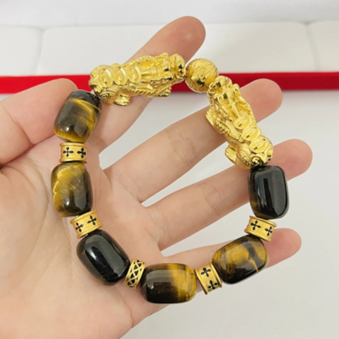 黄铜手链 【古米】1/99 黄铜镀金貔貅云纹虎变色手链男女通用