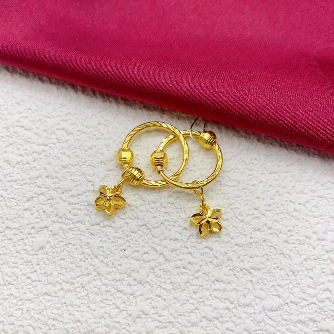 【木韵阁】足金999 5G黄金蹦迪珠星星耳圈时尚百搭大气 3.59