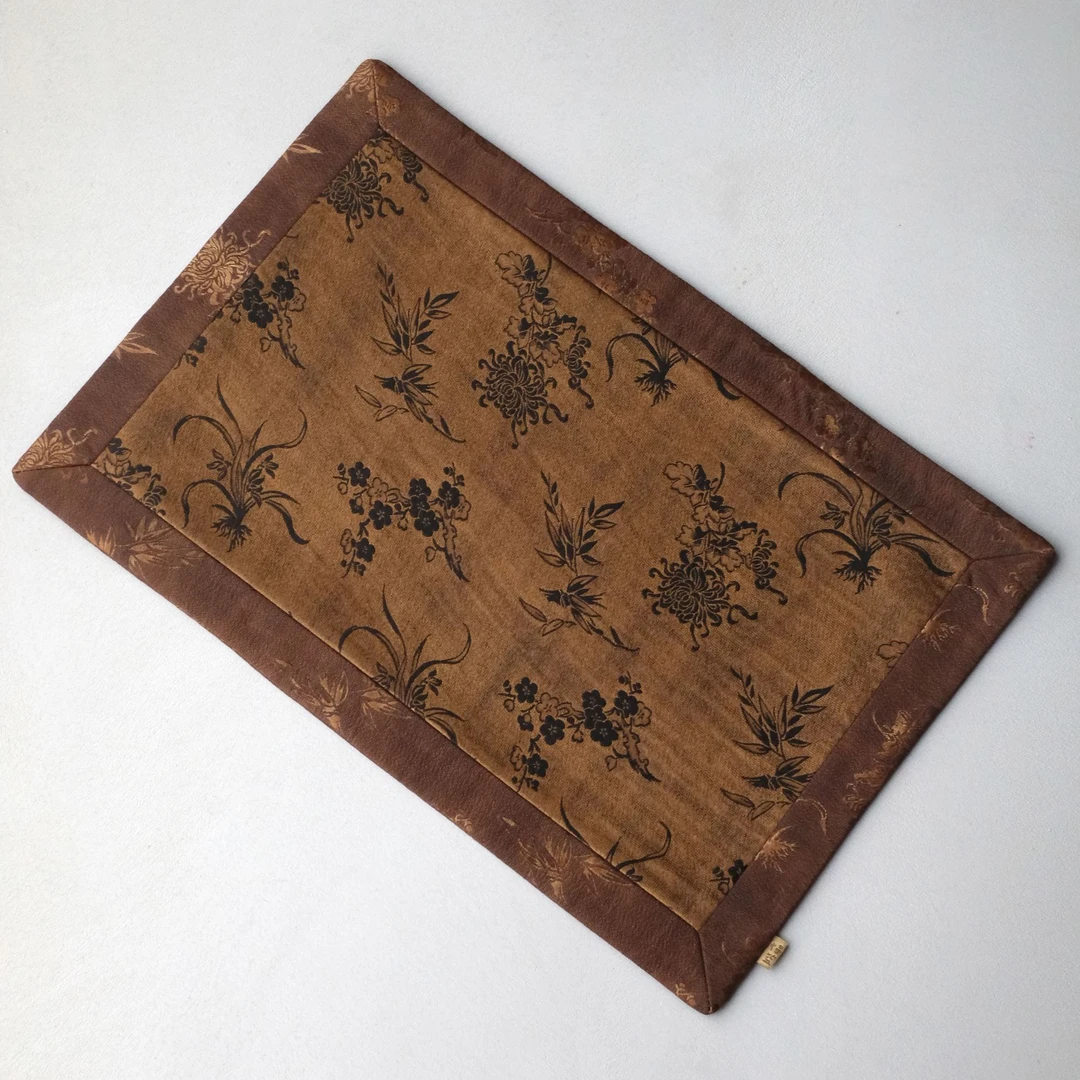 【张张甄选】慢蓝  梅兰竹菊  四拼香云纱茶席（42*28cm )