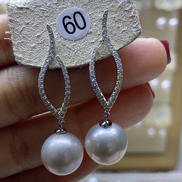 淡水珍珠耳饰银S925镶嵌