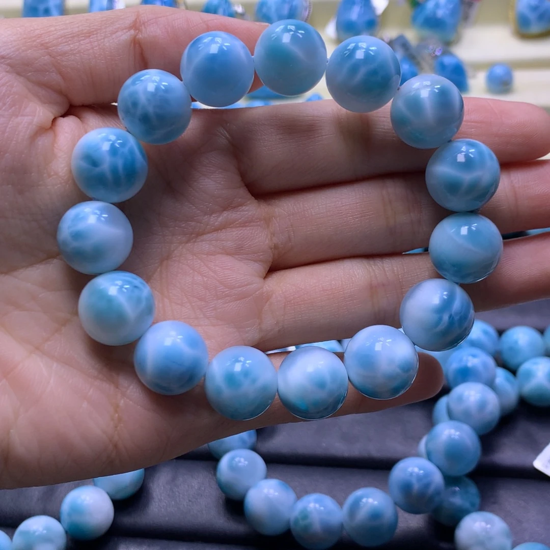 针钠钙石（海纹石）未镶嵌手串14+手串色差略异