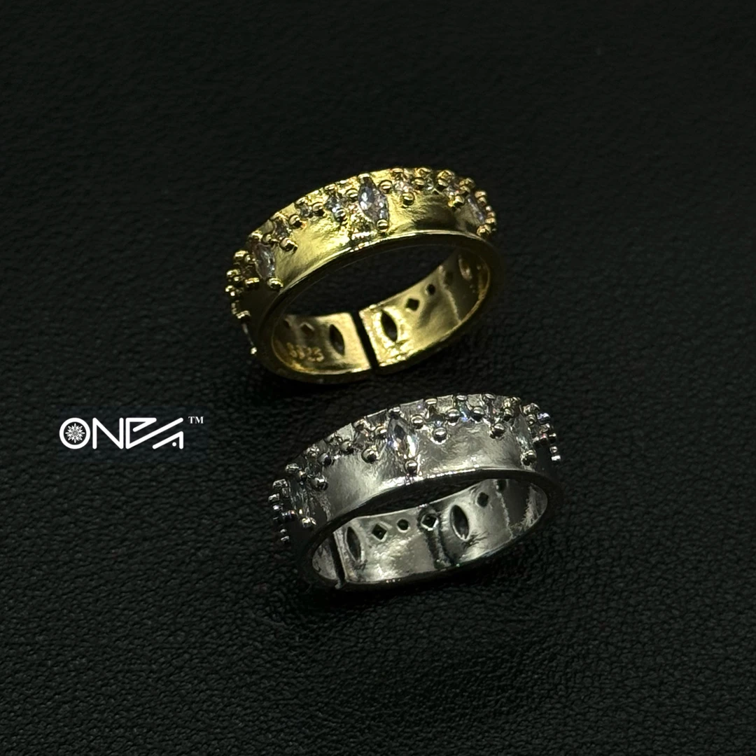 铜合金合成锆石戒指 【年底大促】皇冠锆石开口戒男女通款尾戒