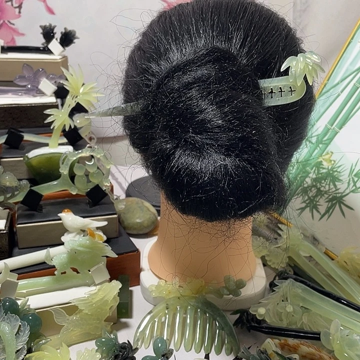 蛇纹石玉合金发饰