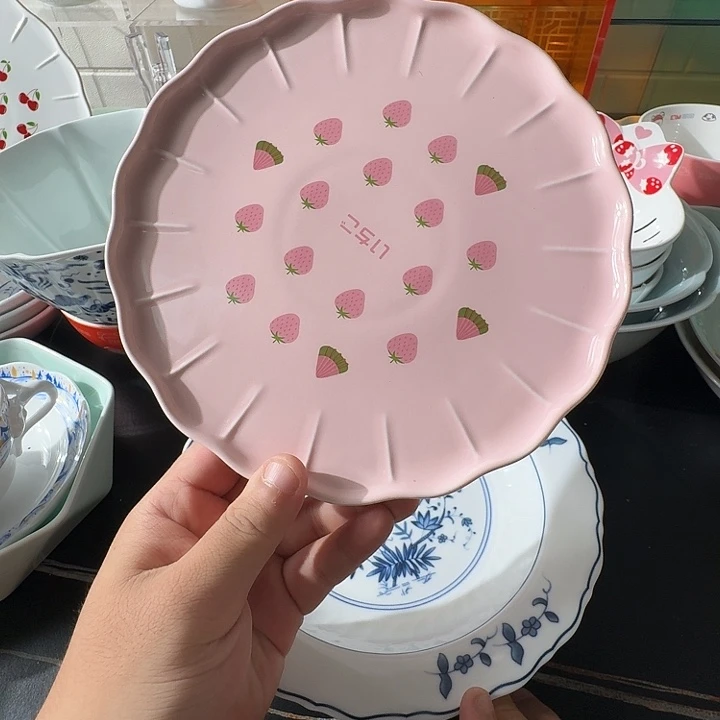 8.5寸甜品盘（粉草粉）联盟陶瓷