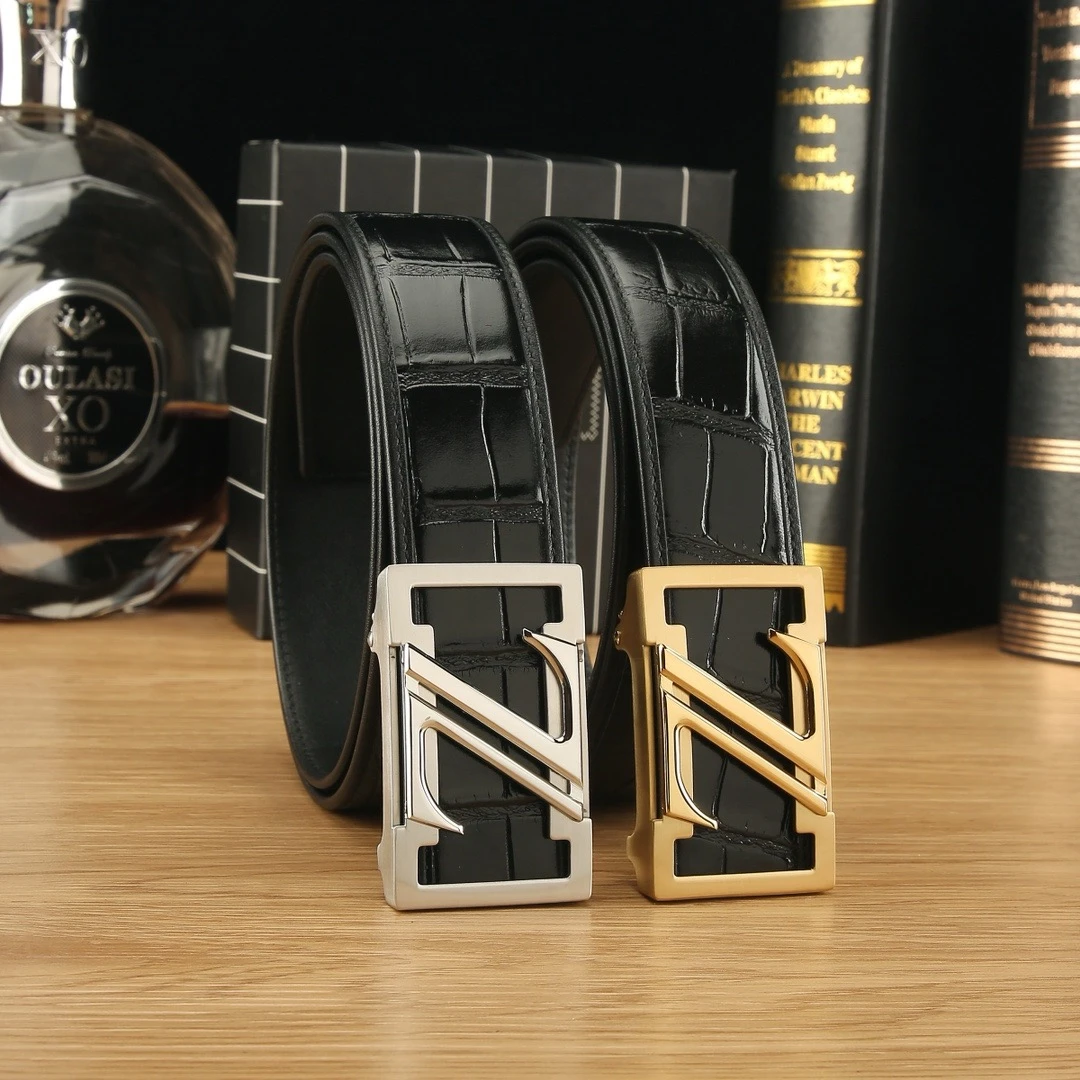 3.5肚皮自动扣男士皮带鳄肚皮腰带皮带个性时尚潮流真皮裤