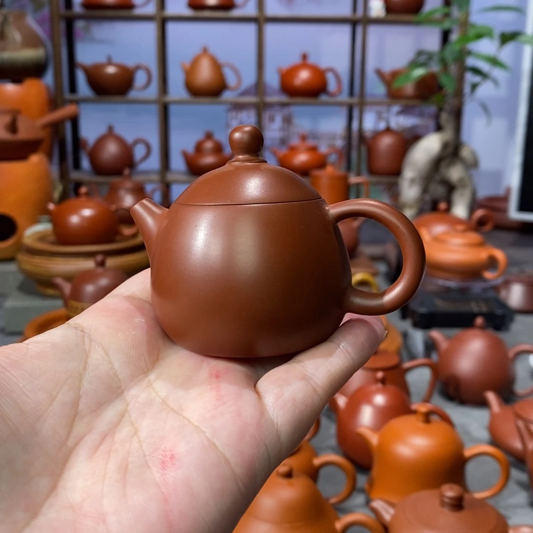 茶壶朱泥章淑煌朱泥小龙蛋壶55c