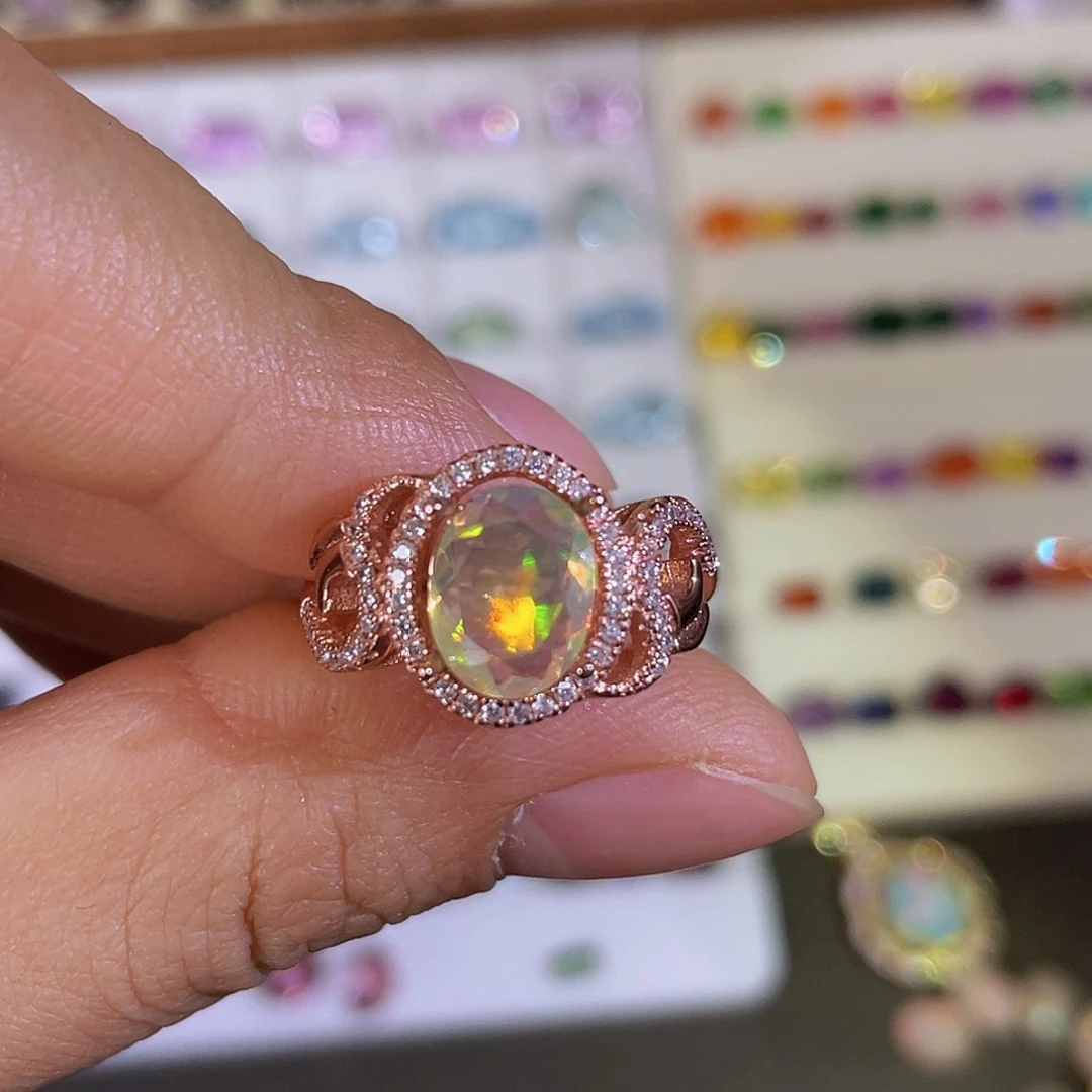 南***-欧泊银S925镶嵌戒指戒指