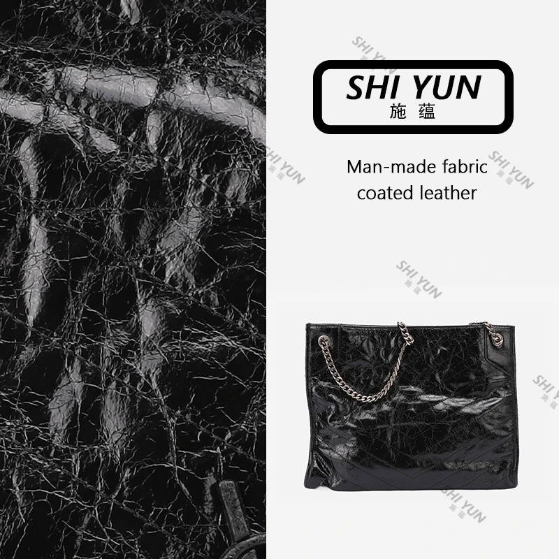 SHIYUN/施蕴黑色秋冬褶皱皮购物袋单肩包36001L