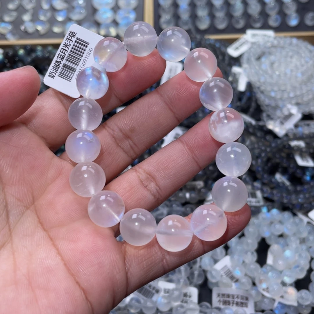 月光石手链未镶嵌灵*灵奶油体蓝月光手链13mm