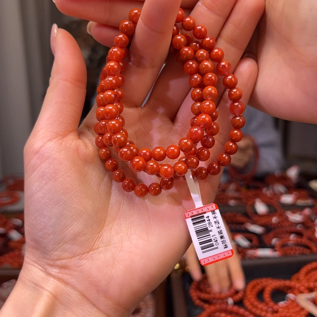 南红玛瑙未镶嵌手串原矿火焰纹多圈6mm