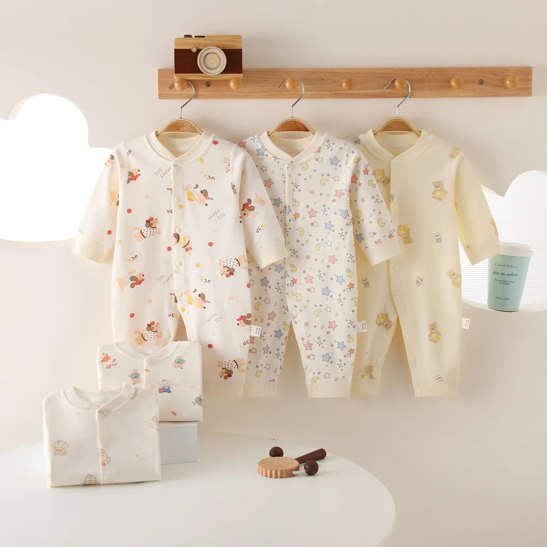 春秋长袖哈衣爬服纯棉无骨新生儿婴儿卡通连体衣婴儿新生婴