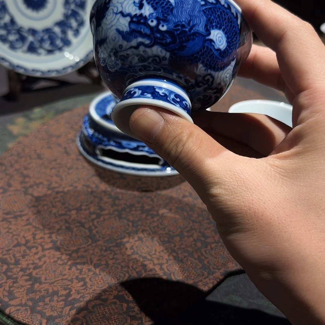 摆件陶景德镇高端龙杯 穿云