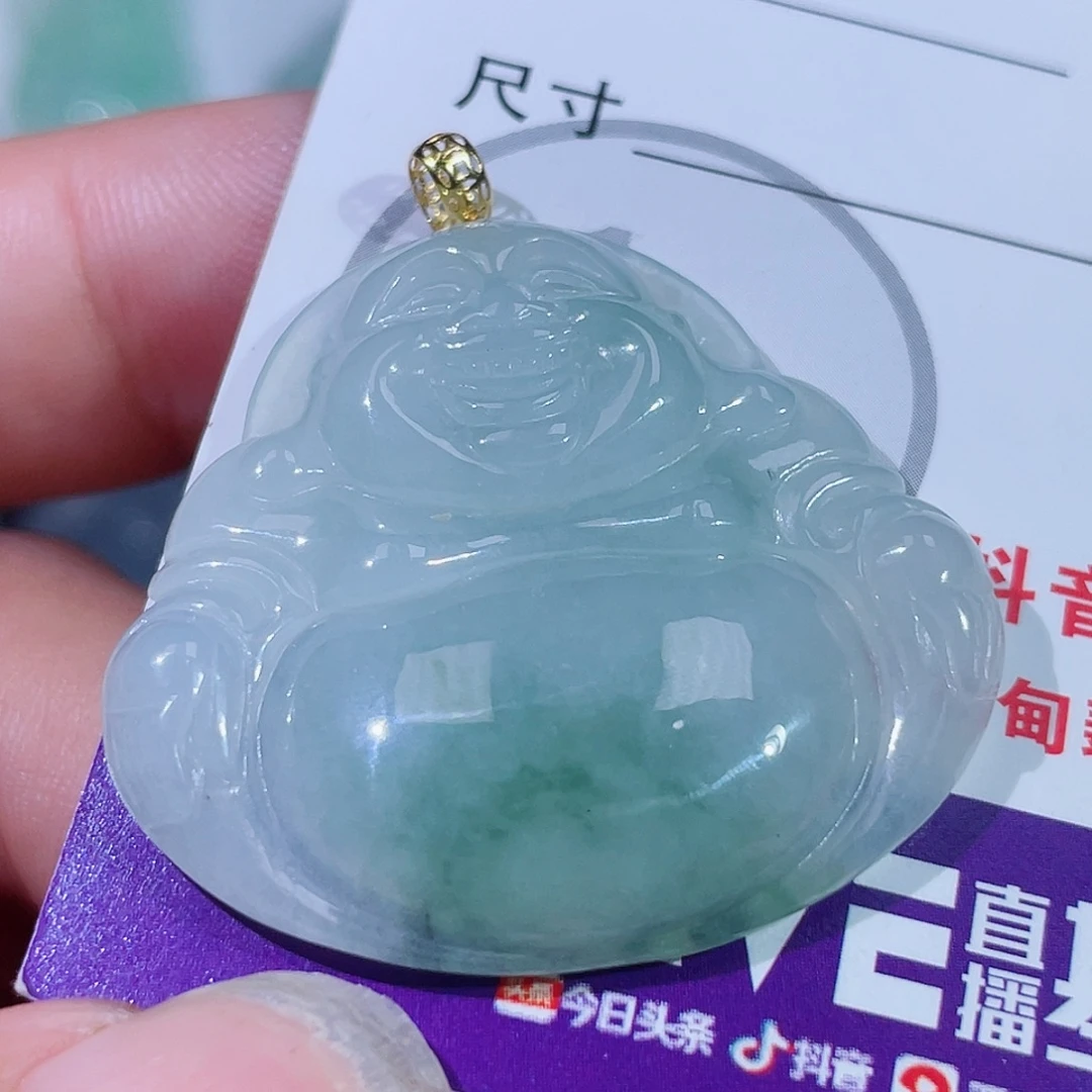 翡翠18K金镶嵌颈饰佛公