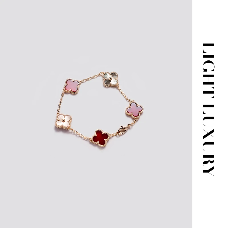 合金手链 504 V金工艺红色五花 镭射 手链 女