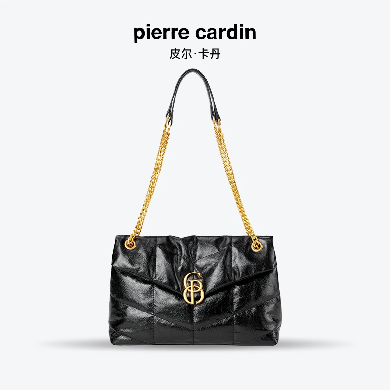 皮尔卡丹官方正品爆款信封真皮头层牛皮菱格时尚单肩包包斜挎包商品图