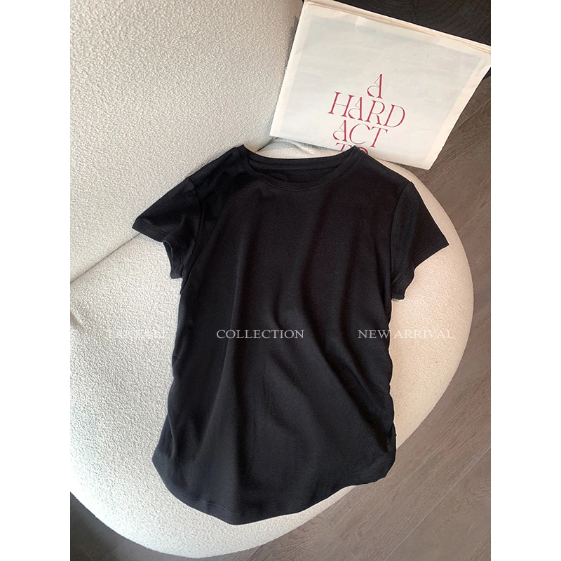 【现货限量秒杀】莱赛尔针织 腰部抽褶T恤 RT241012