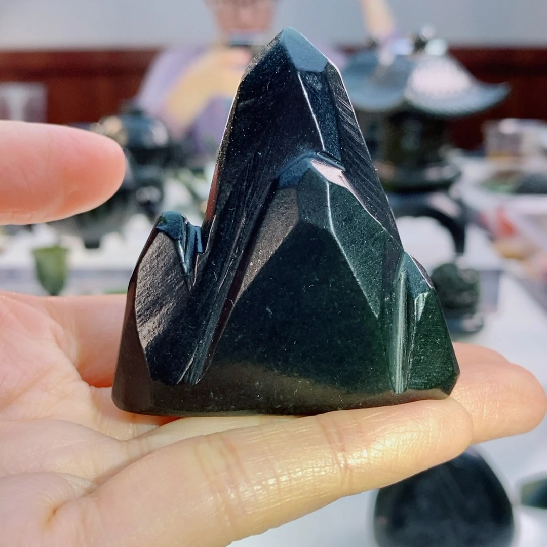 未镶嵌和田玉（青玉）摆件玉山香插