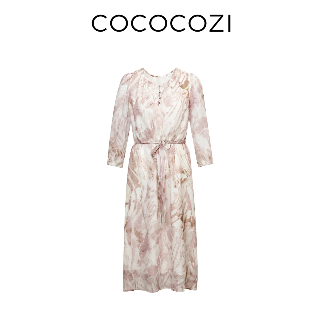 【丽公主专属】COCOCOZI夏季上新桑蚕丝连衣裙252CO063L