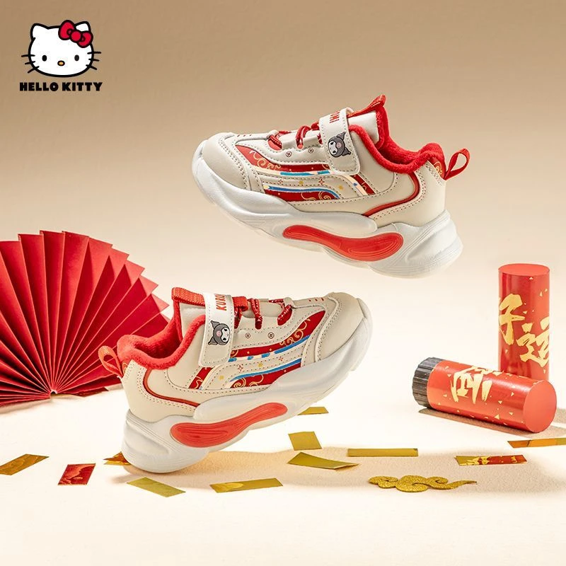 HELLOKITTY新中式女童运动鞋2024冬季新款加绒加厚老爹鞋公主棉鞋