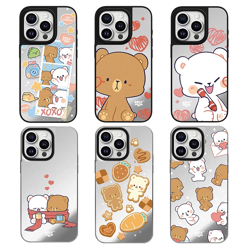 Mocha milk情侣小熊iphone16promax手机壳适用苹果15磁吸14防摔壳