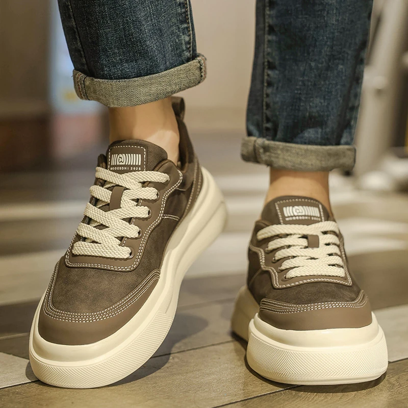 板鞋男2025新款秋冬款增高厚底男士轻便时尚潮流男鞋百搭运动休闲