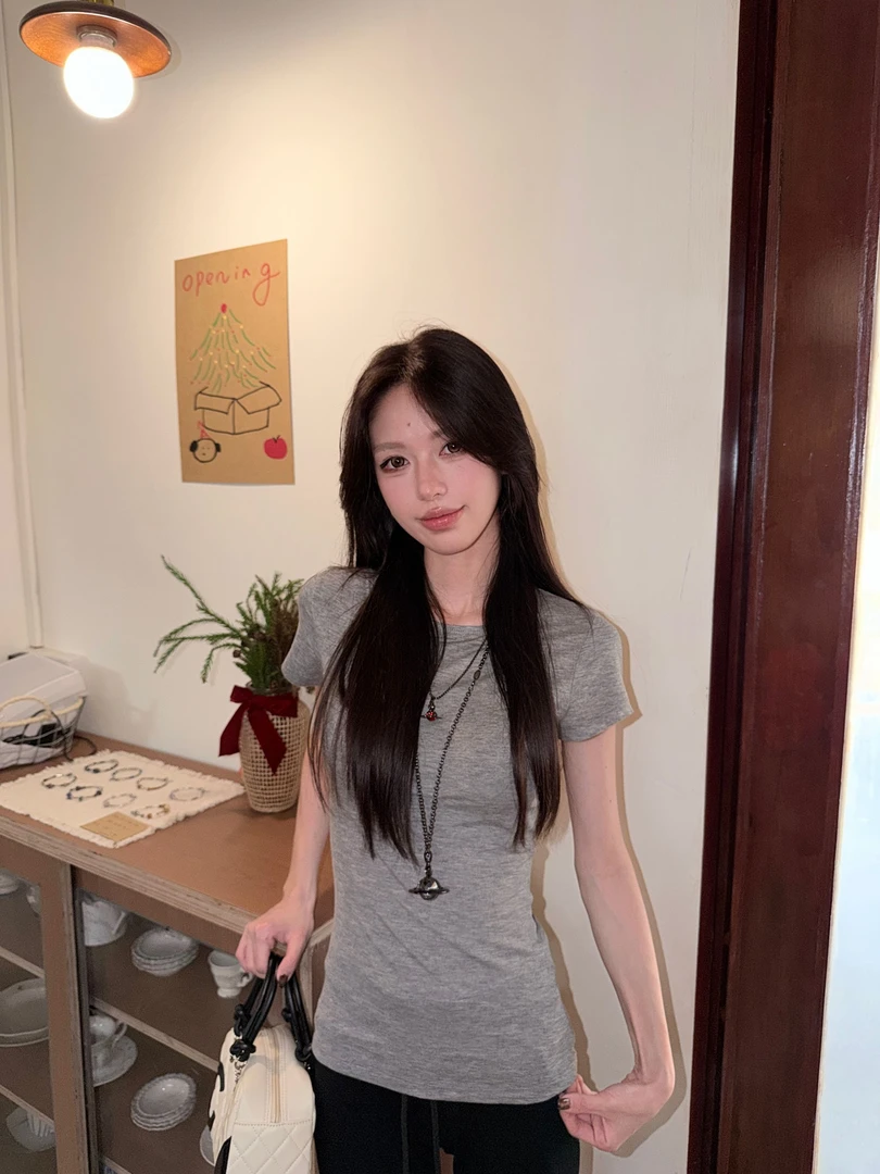 Mimmm咪子【基础T】 美式圆领正肩纯色短袖T恤