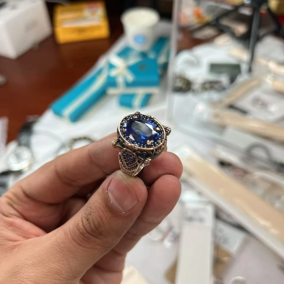 925银莫桑石戒指 爱敏纯银首饰戒指