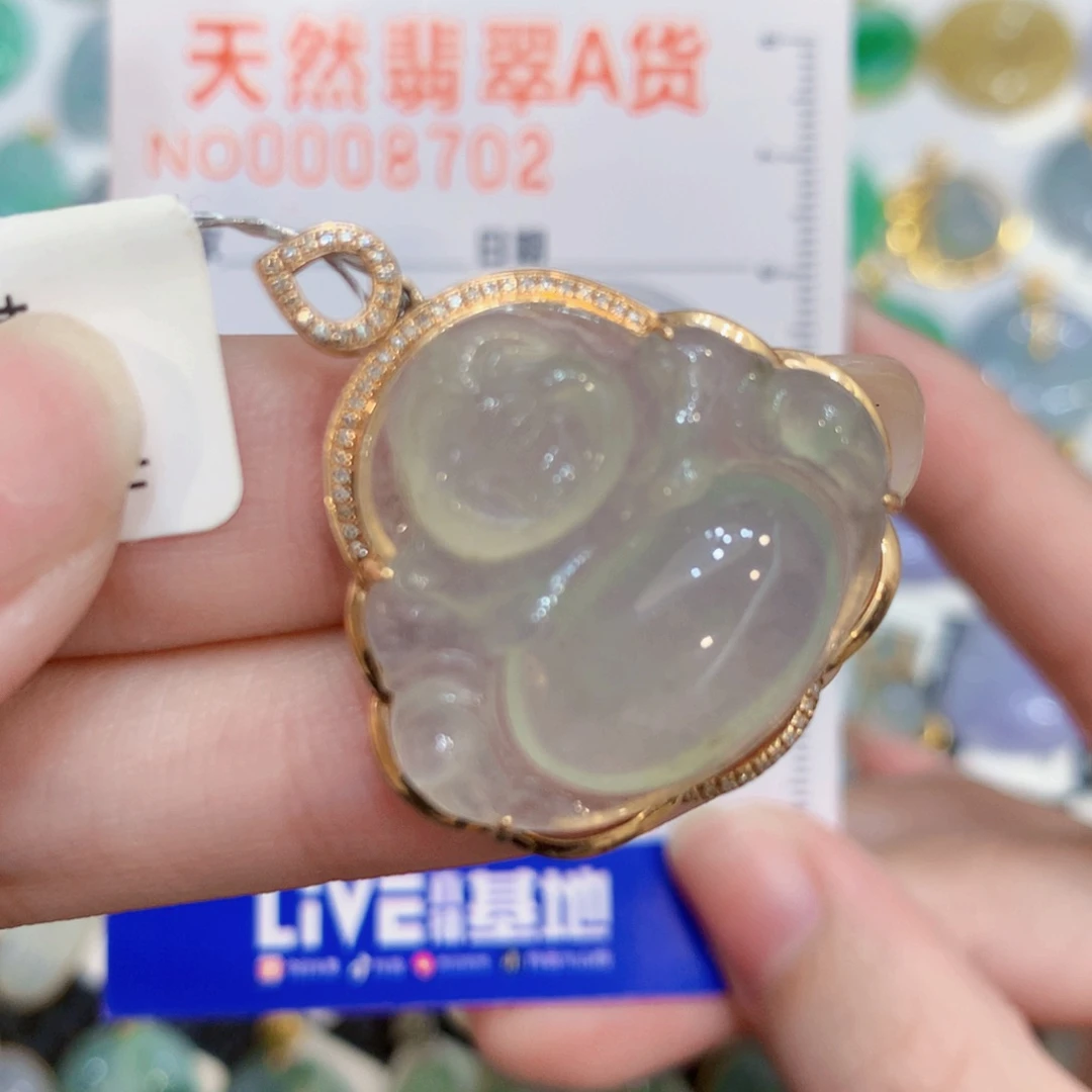 翡翠18K金镶嵌颈饰佛公