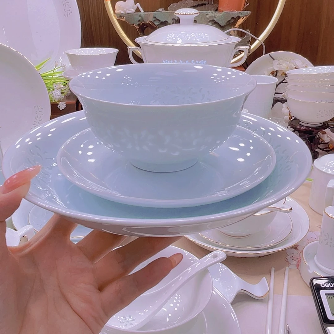 瓷不描金青釉缠枝莲自由组合